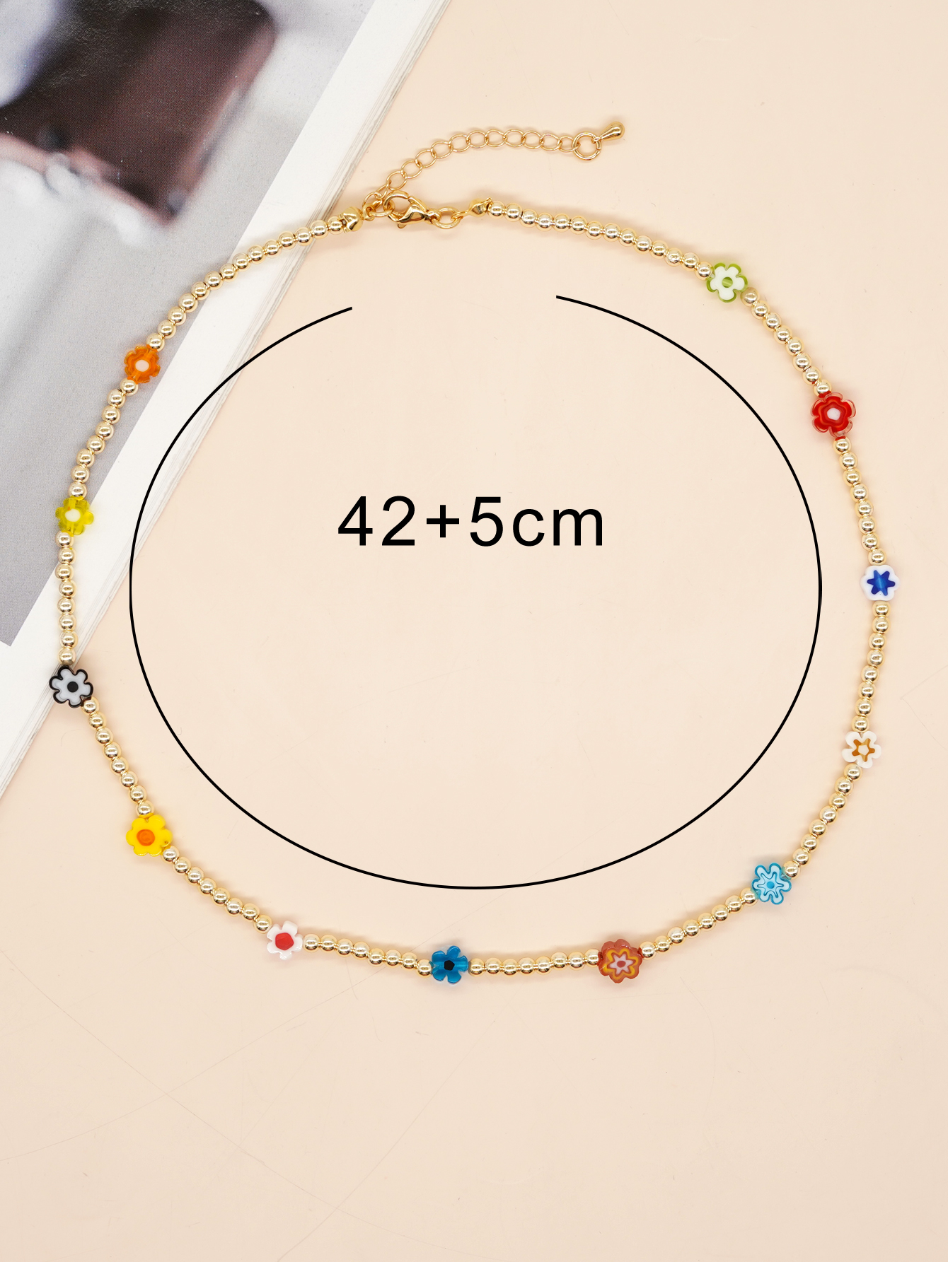 Commute Eye Flower Glass Metal Beaded Chain Women's Necklace display picture 18