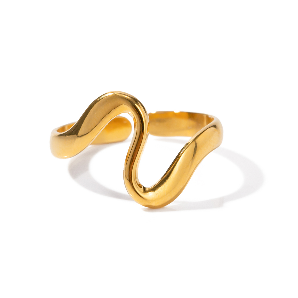 Ig Style Irregular Stainless Steel 18k Gold Plated Open Ring In Bulk display picture 1