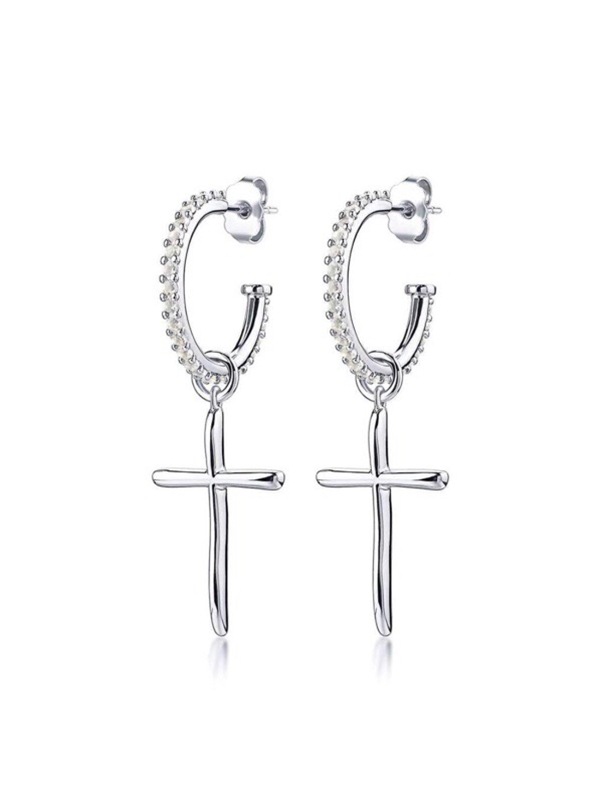 Punk Cross Metal Plating Inlay Zircon Gold Plated Silver Plated Women's Drop Earrings display picture 7