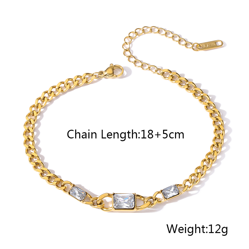 Simple Style Commute Geometric 304 Stainless Steel 18K Gold Plated Zircon Bracelets In Bulk display picture 1