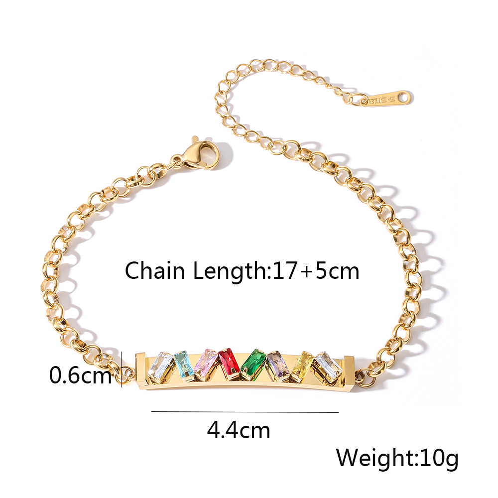 Simple Style Commute Geometric 304 Stainless Steel 18K Gold Plated Zircon Bracelets In Bulk display picture 2