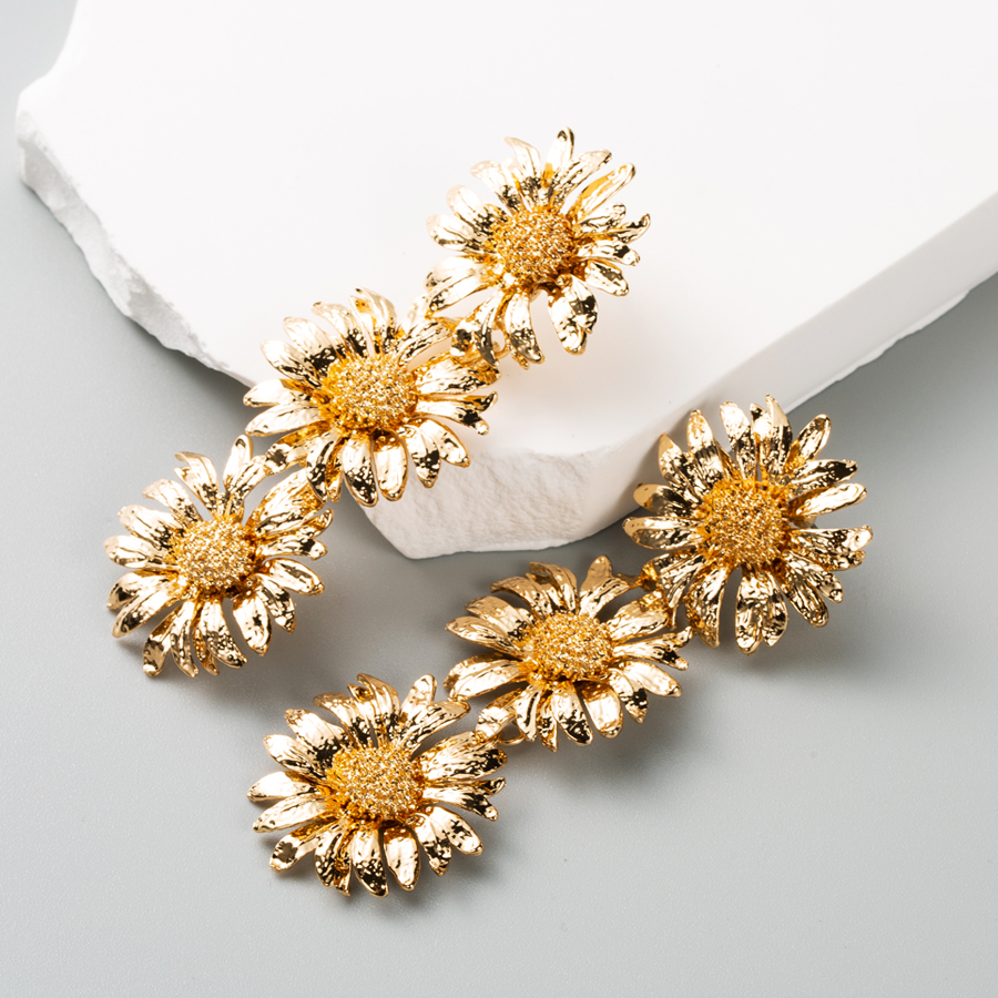 Elegant Retro Flower Alloy Plating Gold Plated Silver Plated Women's Drop Earrings display picture 3