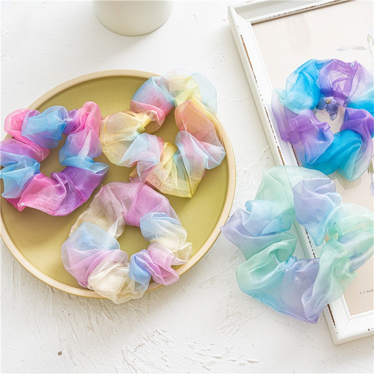 Casual Modern Style Sweet Gradient Color Organza Patchwork Hair Tie display picture 3
