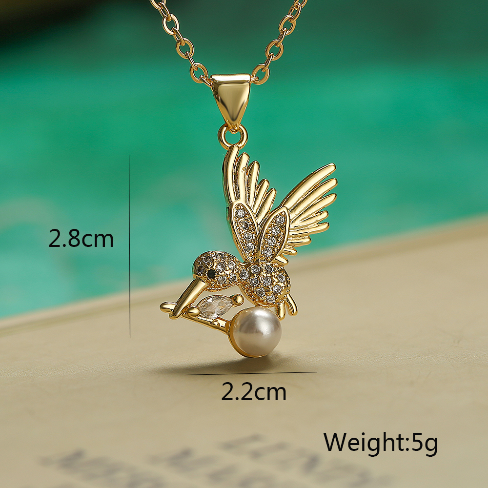 Simple Style Commute Dragonfly Copper Plating Inlay Zircon 18k Gold Plated Pendant Necklace display picture 3