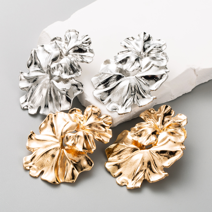 1 Paar Elegant Künstlerisch Blume Überzug Legierung Metall Vergoldet Versilbert Tropfenohrringe display picture 2