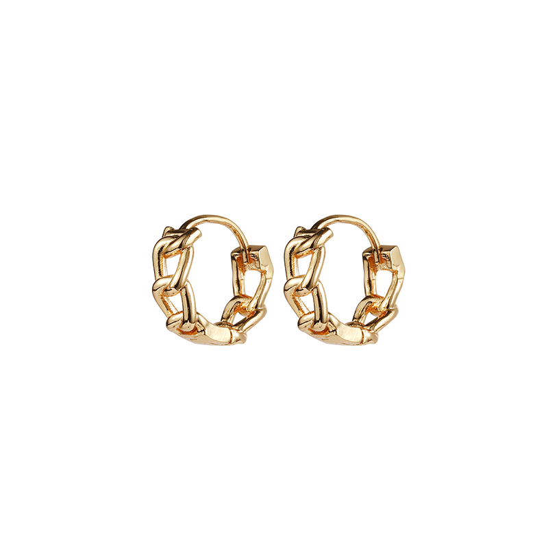 1 Pair IG Style Chain Plating Copper Hoop Earrings display picture 6