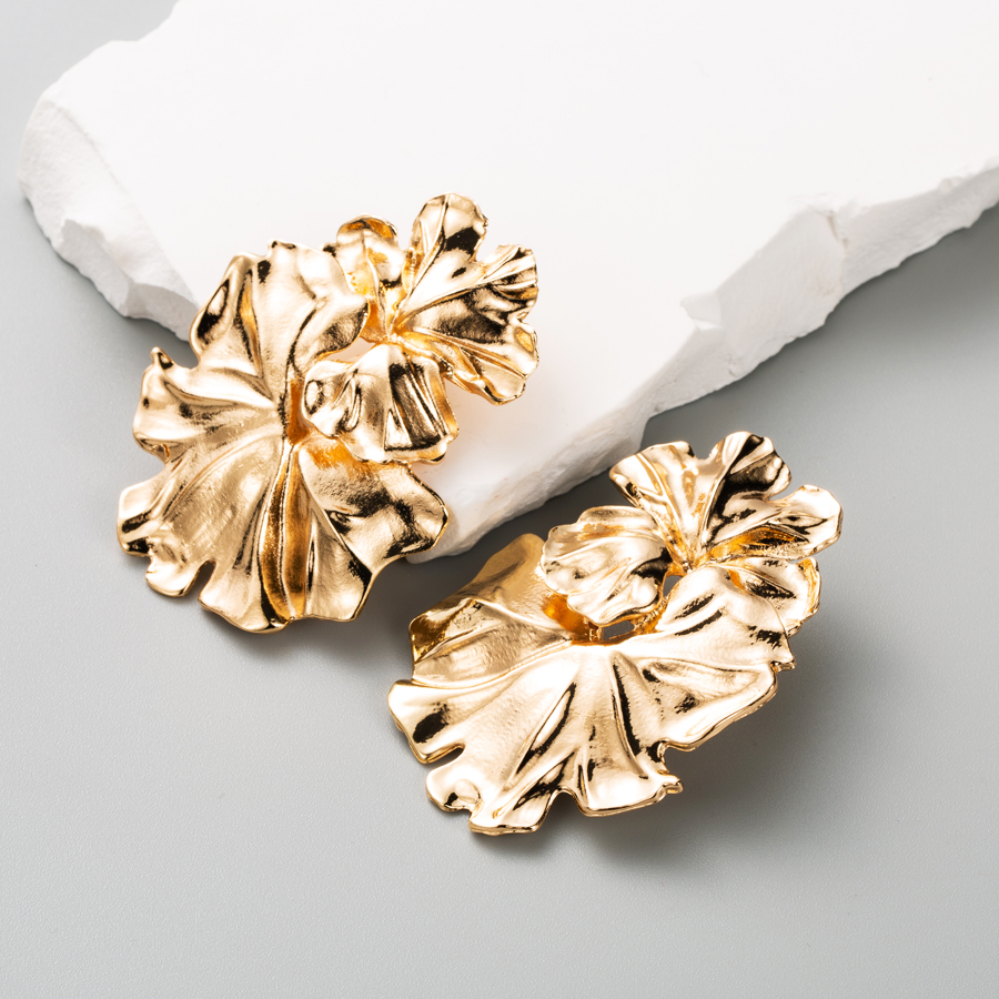 1 Paar Elegant Künstlerisch Blume Überzug Legierung Metall Vergoldet Versilbert Tropfenohrringe display picture 3