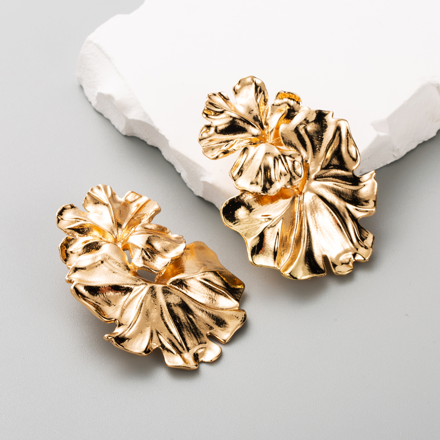 1 Paar Elegant Künstlerisch Blume Überzug Legierung Metall Vergoldet Versilbert Tropfenohrringe display picture 4