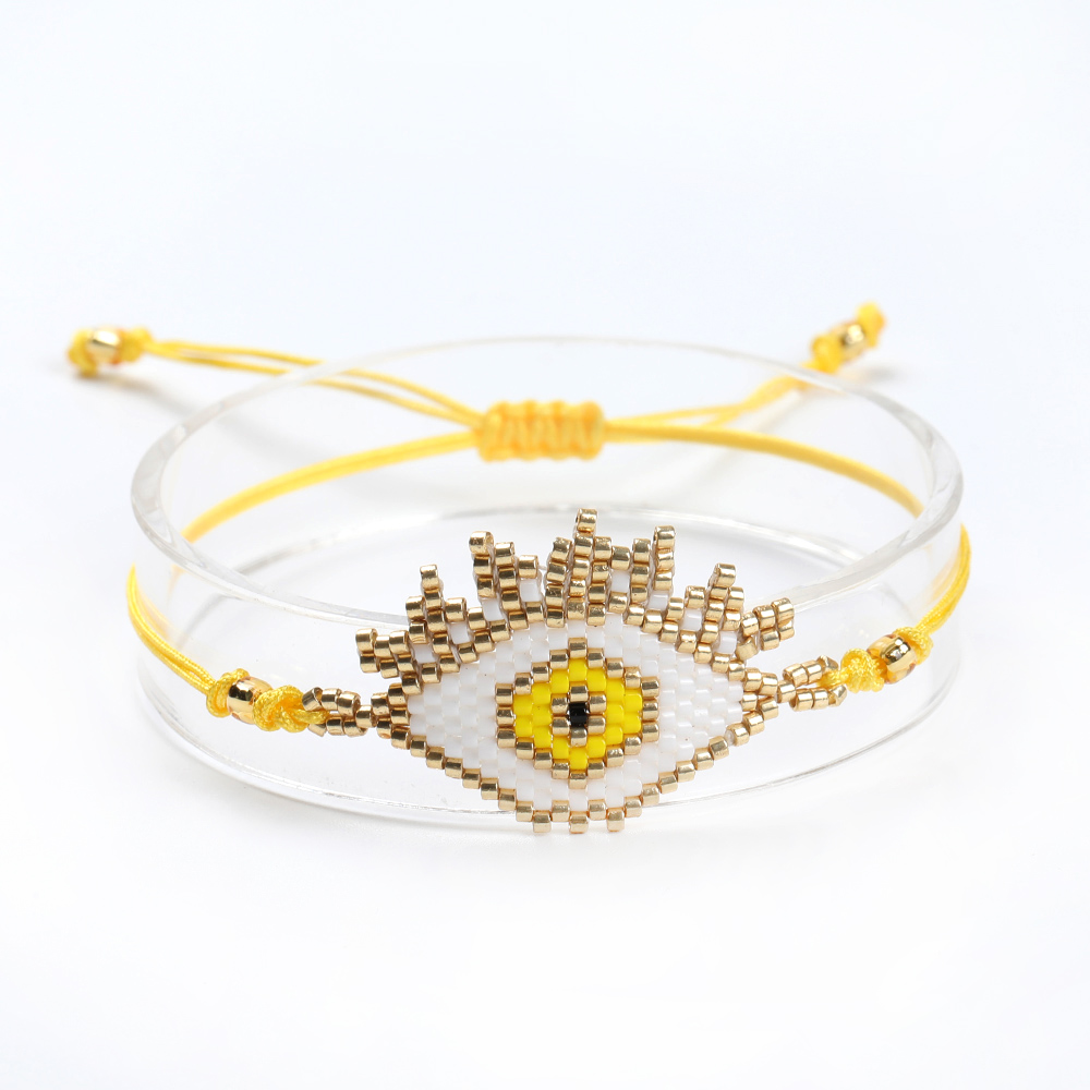 Handmade Devil's Eye Glass Knitting Women's Bracelets display picture 4