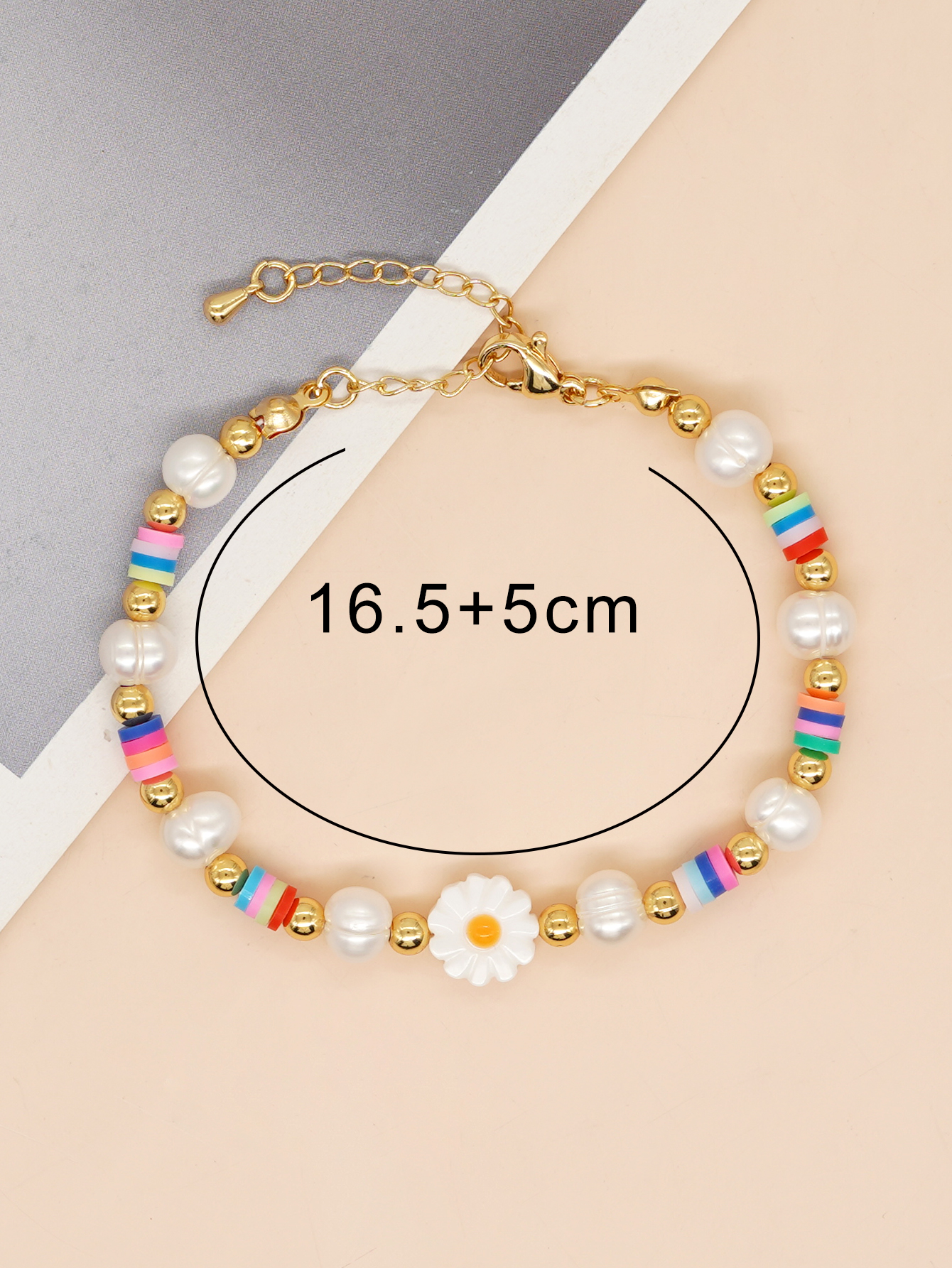 Cute Heart Shape Smiley Face Flower Freshwater Pearl Soft Clay Beaded Bracelets display picture 13