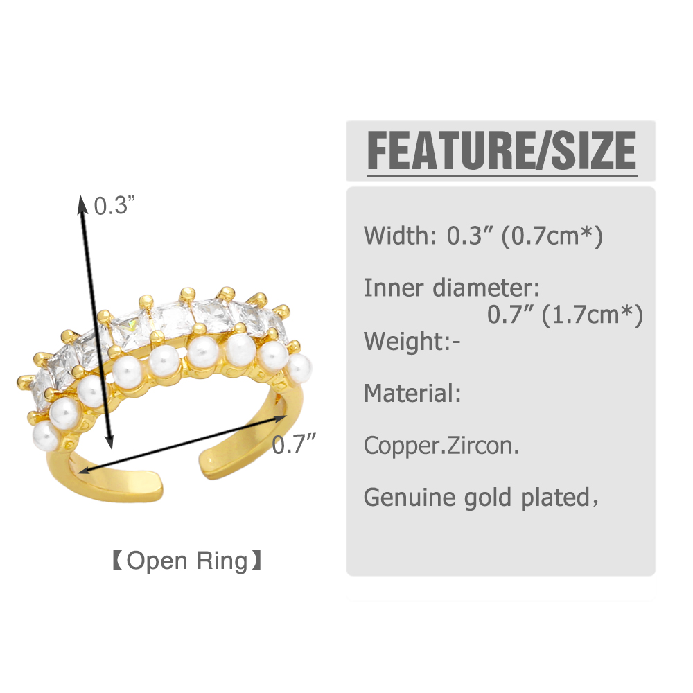 Ig Style Simple Style Round Copper Plating Inlay Pearl Zircon 18k Gold Plated Open Ring display picture 1