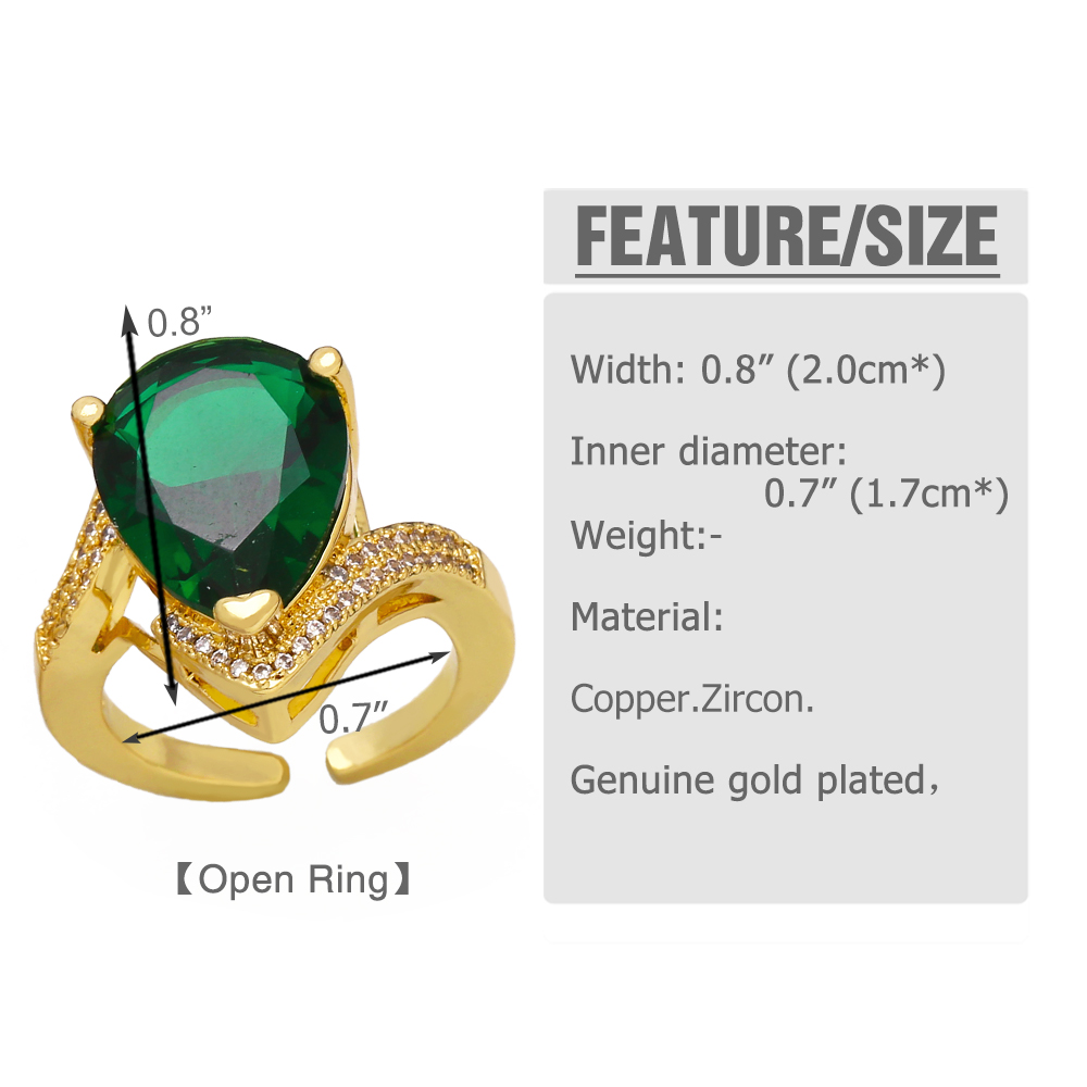 Retro Water Droplets Copper Plating Inlay Pearl Zircon 18k Gold Plated Open Ring display picture 1