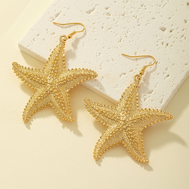 Hip-hop Beach Korean Style Starfish Alloy Plating Women's Drop Earrings display picture 4