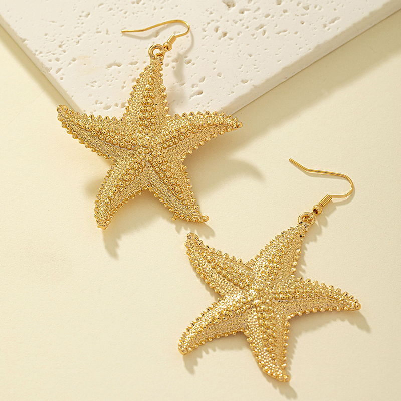 Hip-hop Beach Korean Style Starfish Alloy Plating Women's Drop Earrings display picture 5