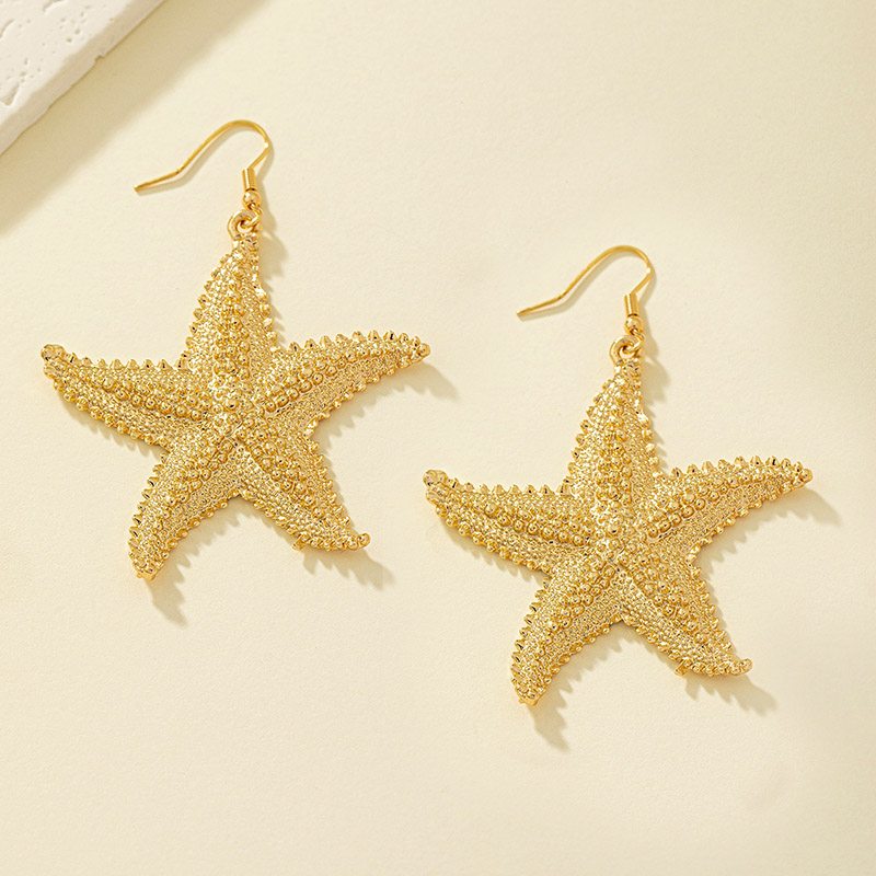 Hip-hop Beach Korean Style Starfish Alloy Plating Women's Drop Earrings display picture 1
