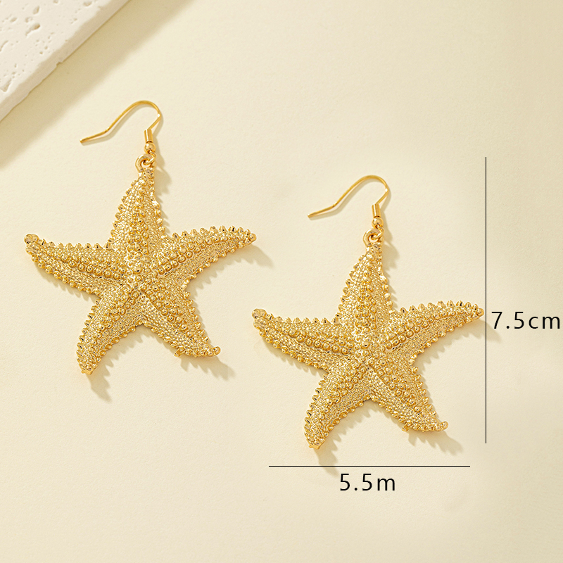 Hip-hop Beach Korean Style Starfish Alloy Plating Women's Drop Earrings display picture 6