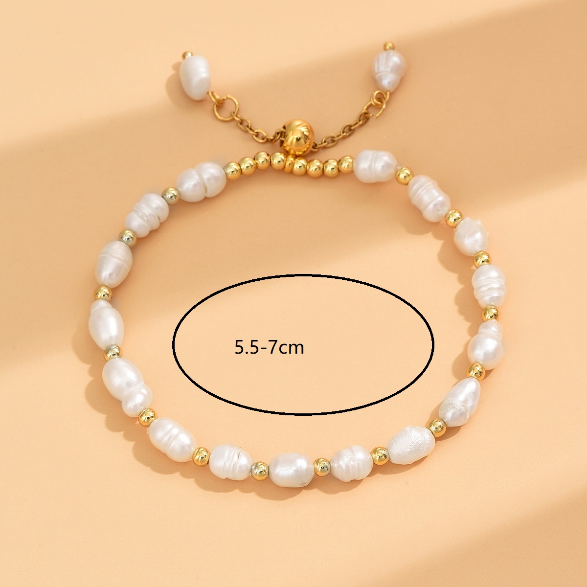 Elegant Moderner Stil Irregulär Rostfreier Stahl Süßwasserperle Perlen Überzug 18 Karat Vergoldet Armbänder display picture 1