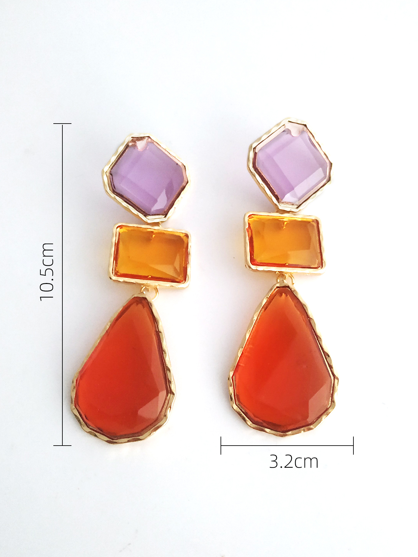 Vacation Square Water Droplets Alloy Inlay Acrylic Women's Drop Earrings display picture 3