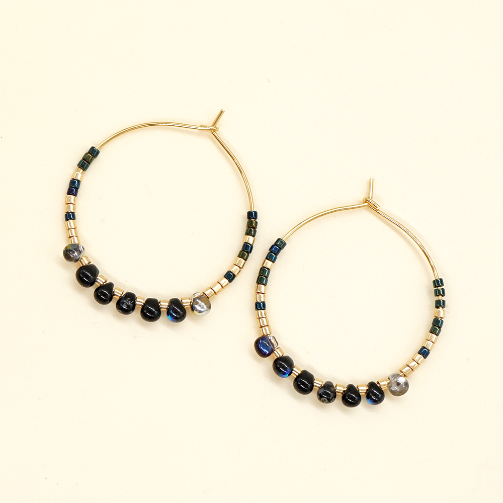 Vacation Round Glass Beaded Women's Hoop Earrings display picture 11