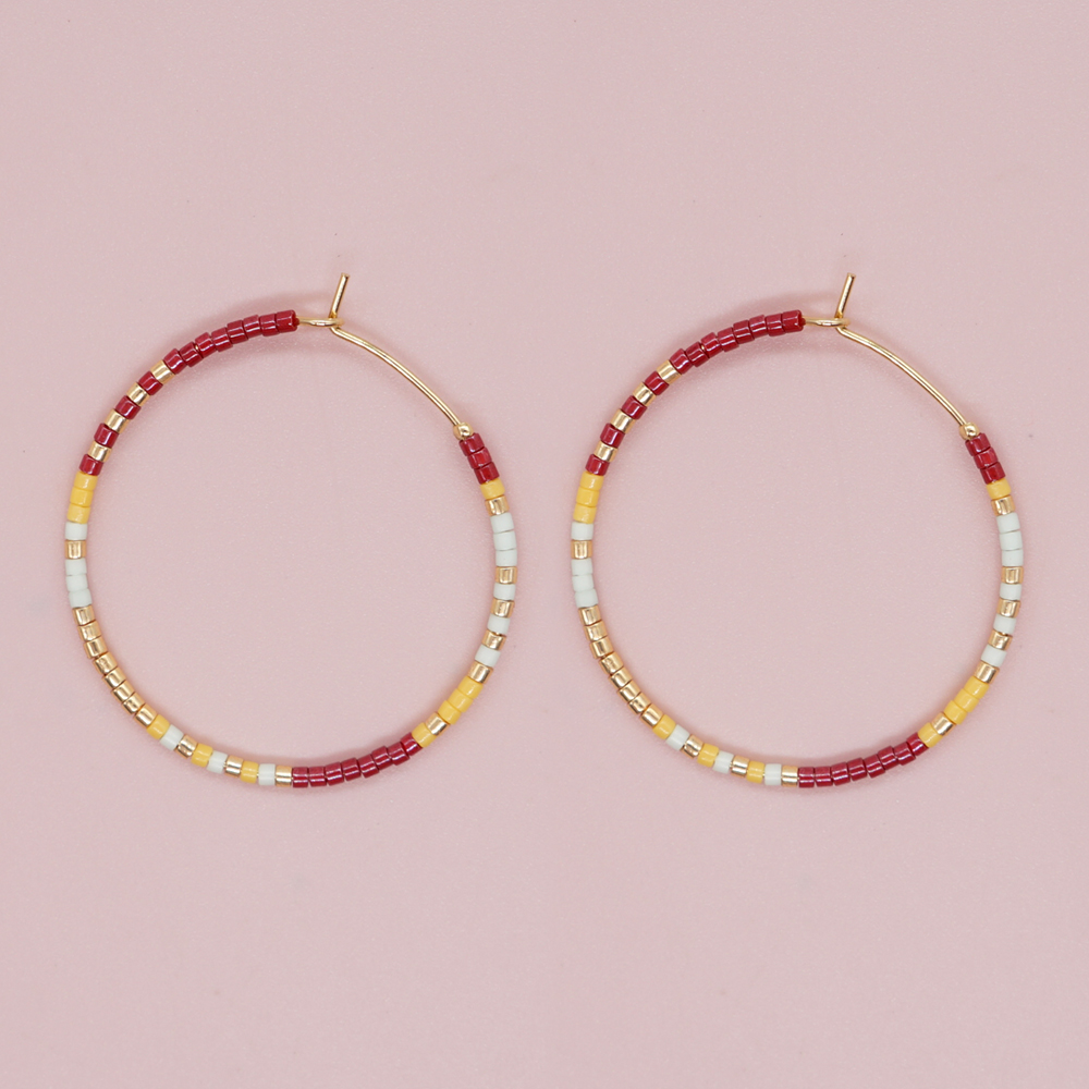 Vacation Round Glass Beaded Women's Hoop Earrings display picture 19