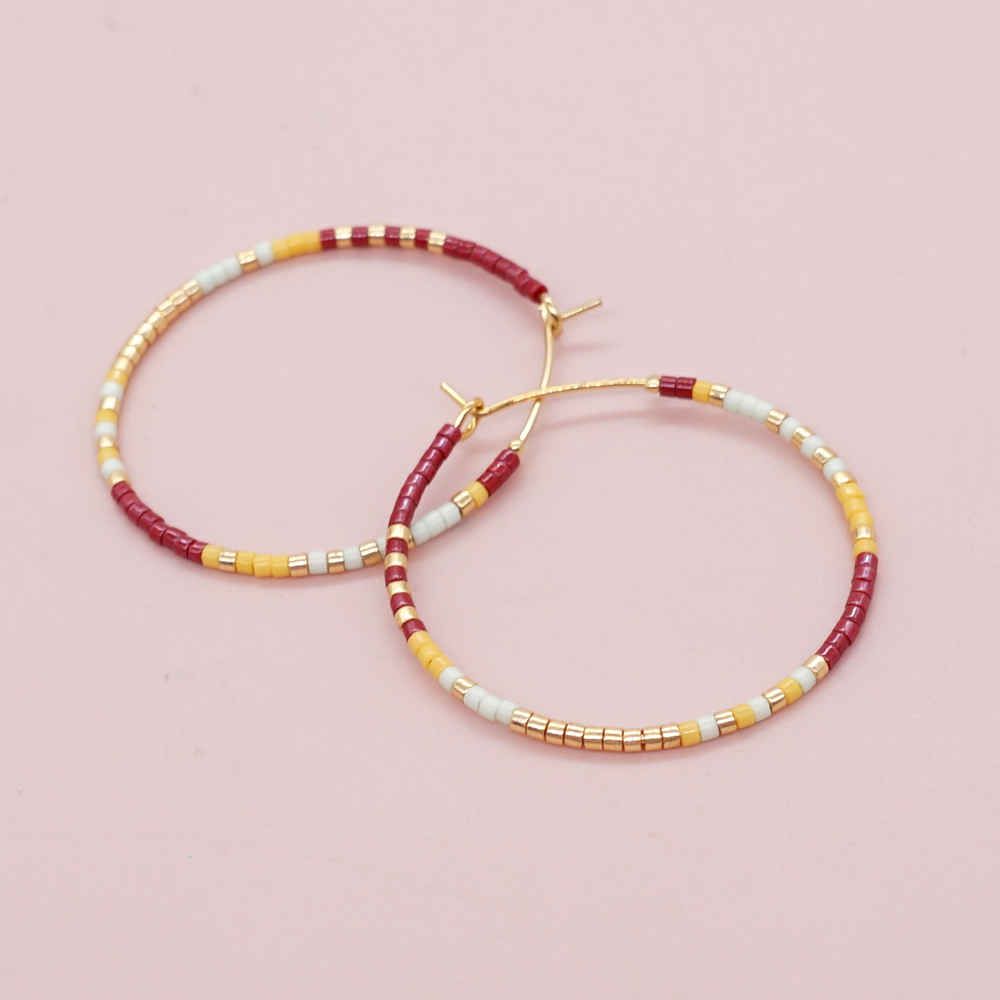 Vacation Round Glass Beaded Women's Hoop Earrings display picture 22