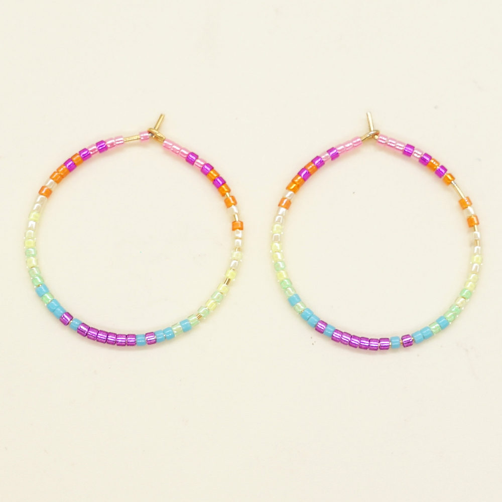 Vacation Round Glass Beaded Women's Hoop Earrings display picture 27