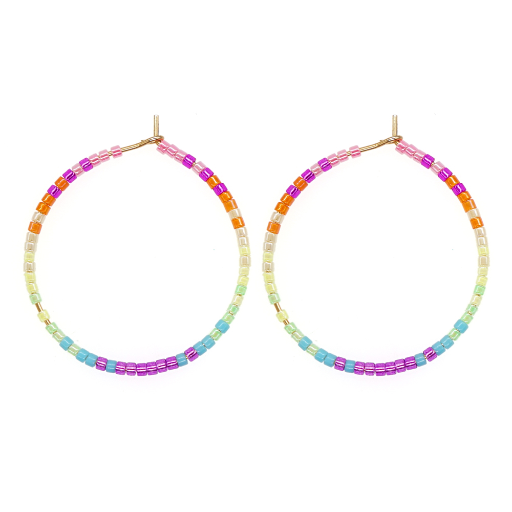 Vacation Round Glass Beaded Women's Hoop Earrings display picture 28