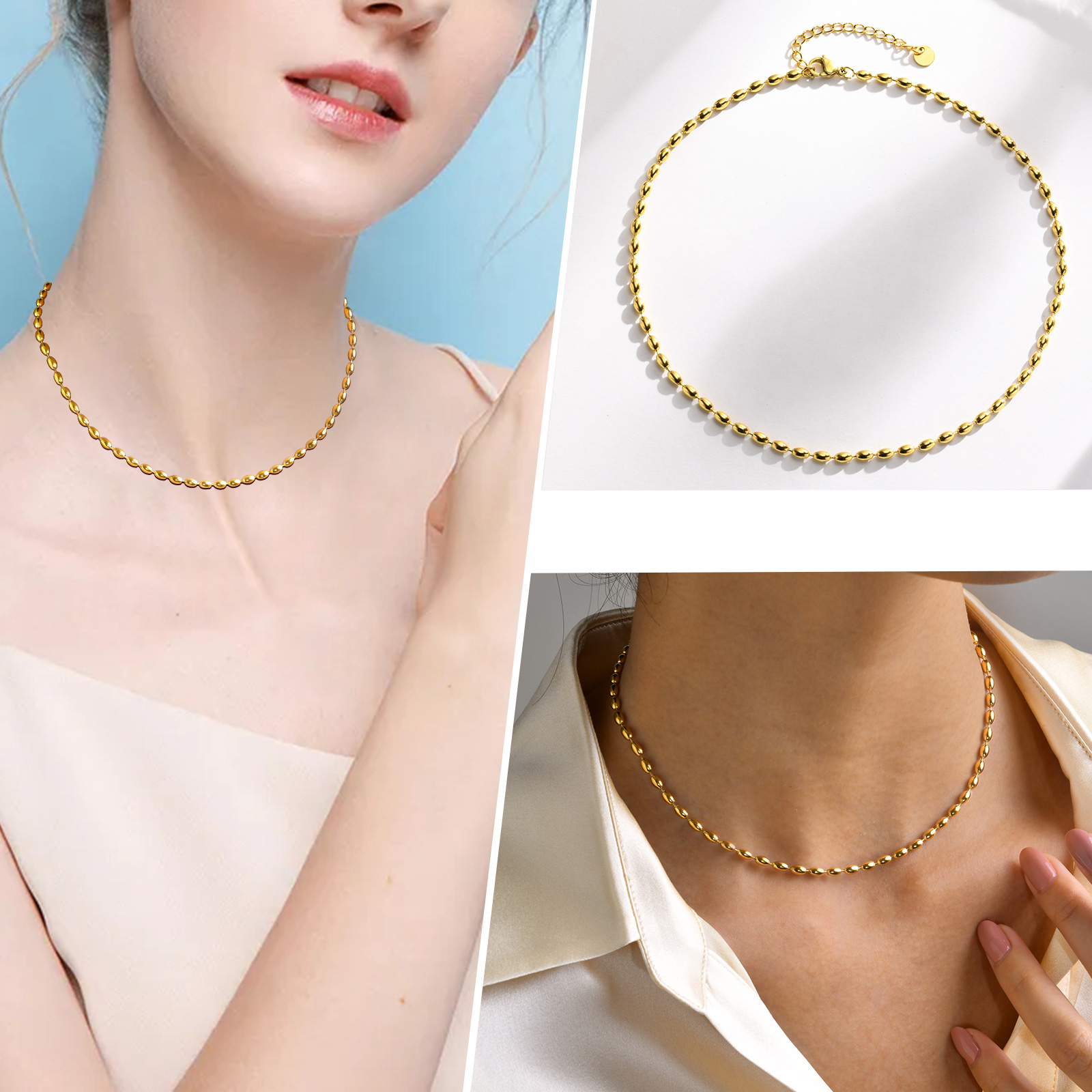 Acier Inoxydable 201 Style IG Style Simple Placage Couleur Unie Collier display picture 5