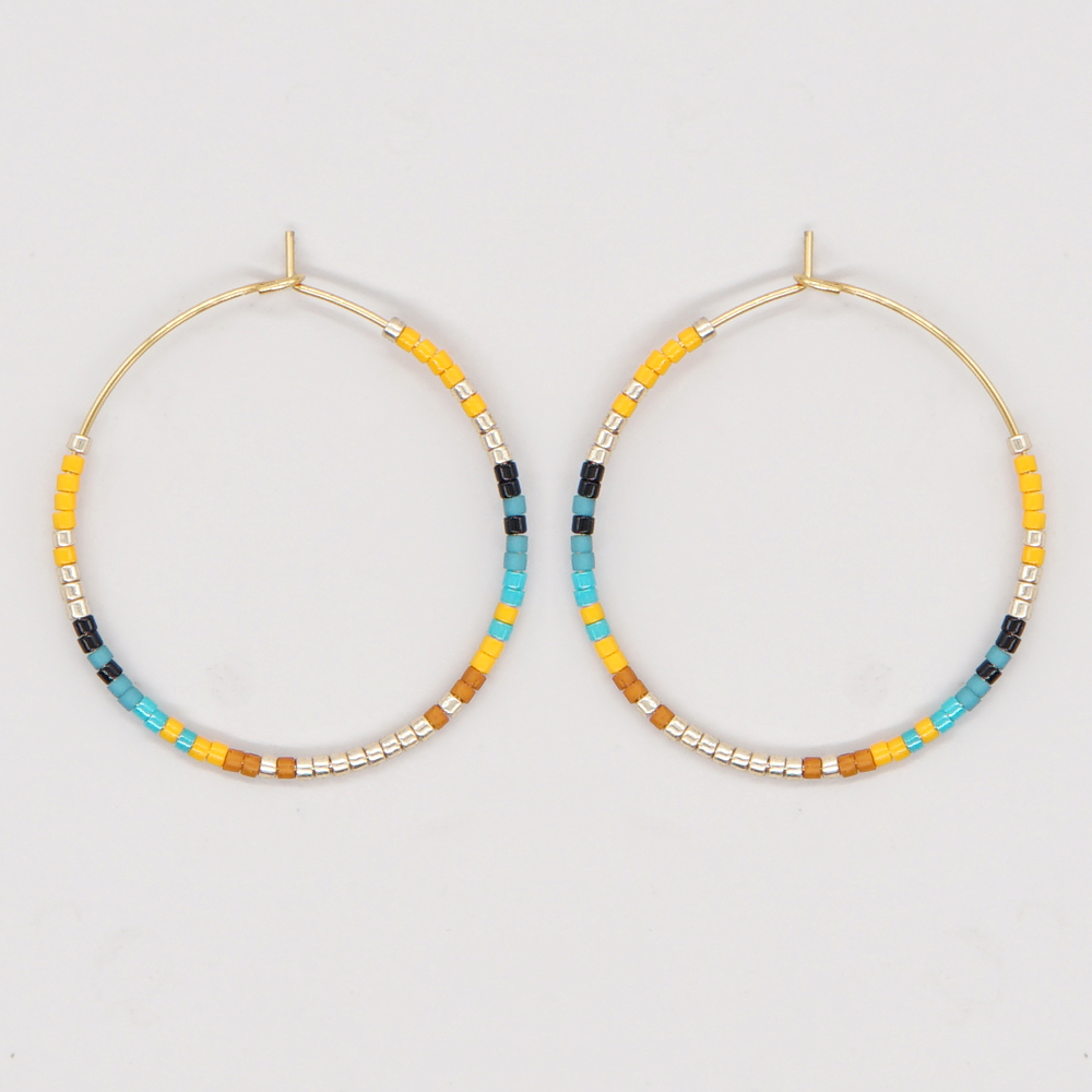 Vacation Round Colorful Glass Beaded Women's Hoop Earrings display picture 6