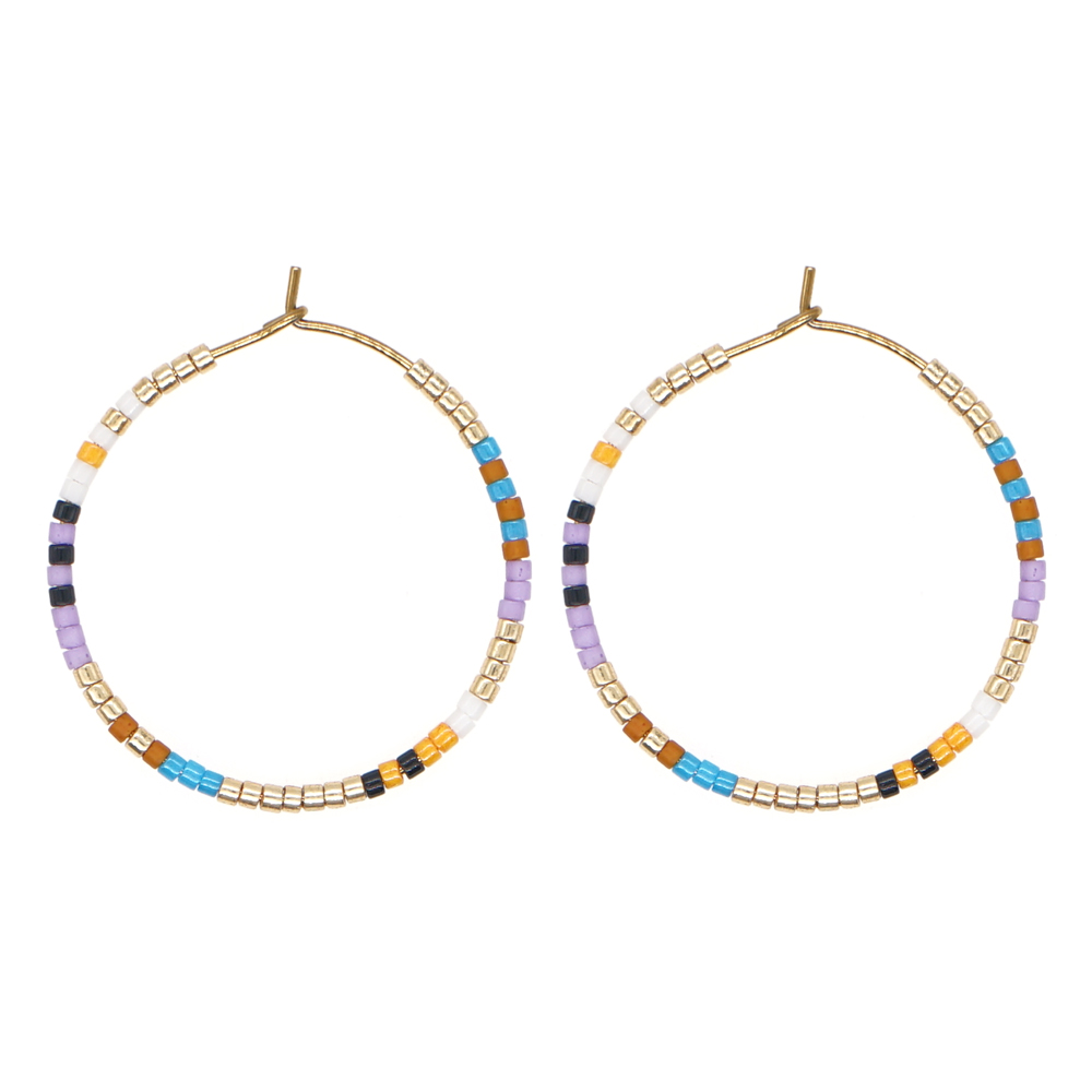 Vacation Round Colorful Glass Beaded Women's Hoop Earrings display picture 7