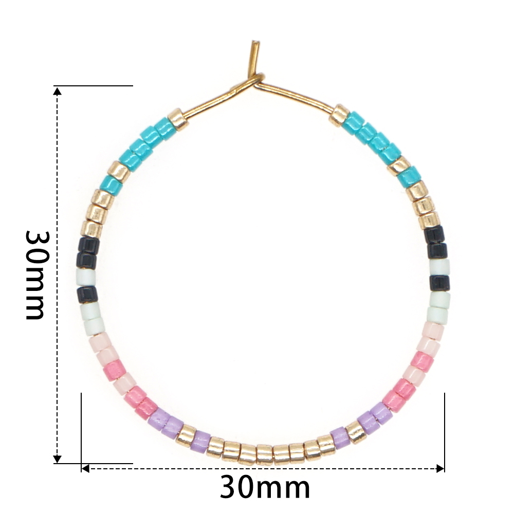 Vacation Round Colorful Glass Beaded Women's Hoop Earrings display picture 17