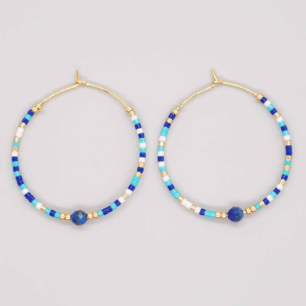 Vacation Round Colorful Glass Beaded Women's Hoop Earrings display picture 41