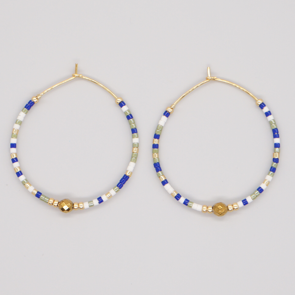 Vacation Round Colorful Glass Beaded Women's Hoop Earrings display picture 46
