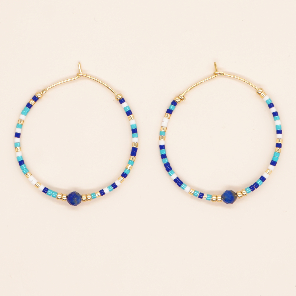 Vacation Round Colorful Glass Beaded Women's Hoop Earrings display picture 49