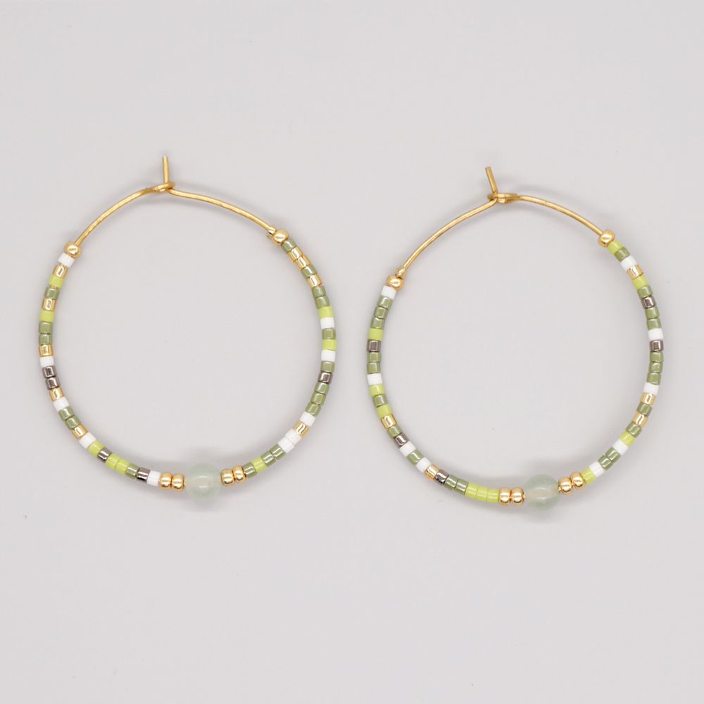 Vacation Round Colorful Glass Beaded Women's Hoop Earrings display picture 48