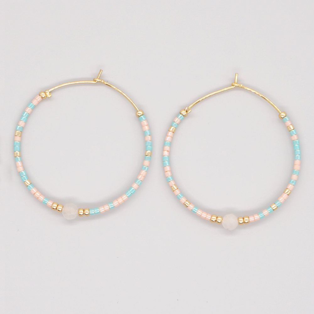Vacation Round Colorful Glass Beaded Women's Hoop Earrings display picture 51