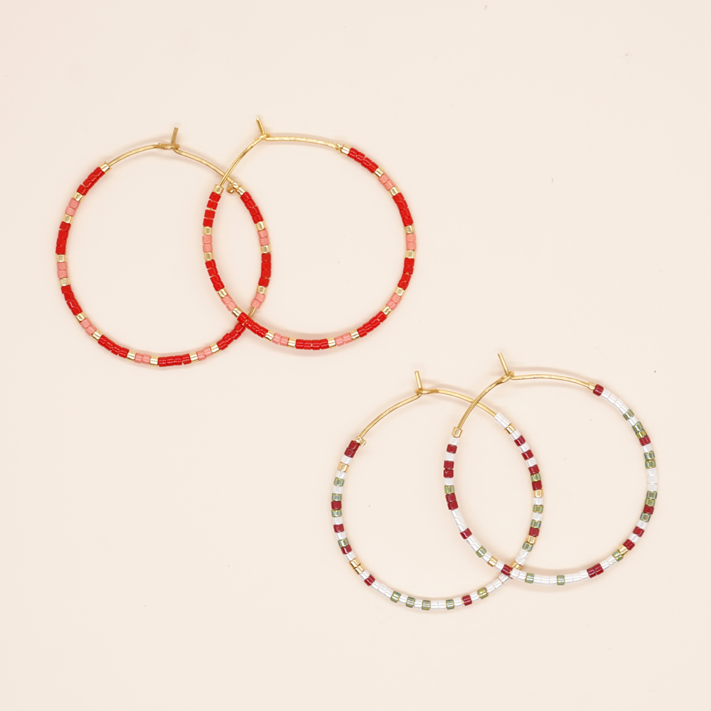 Vacation Round Colorful Glass Beaded Women's Hoop Earrings display picture 55