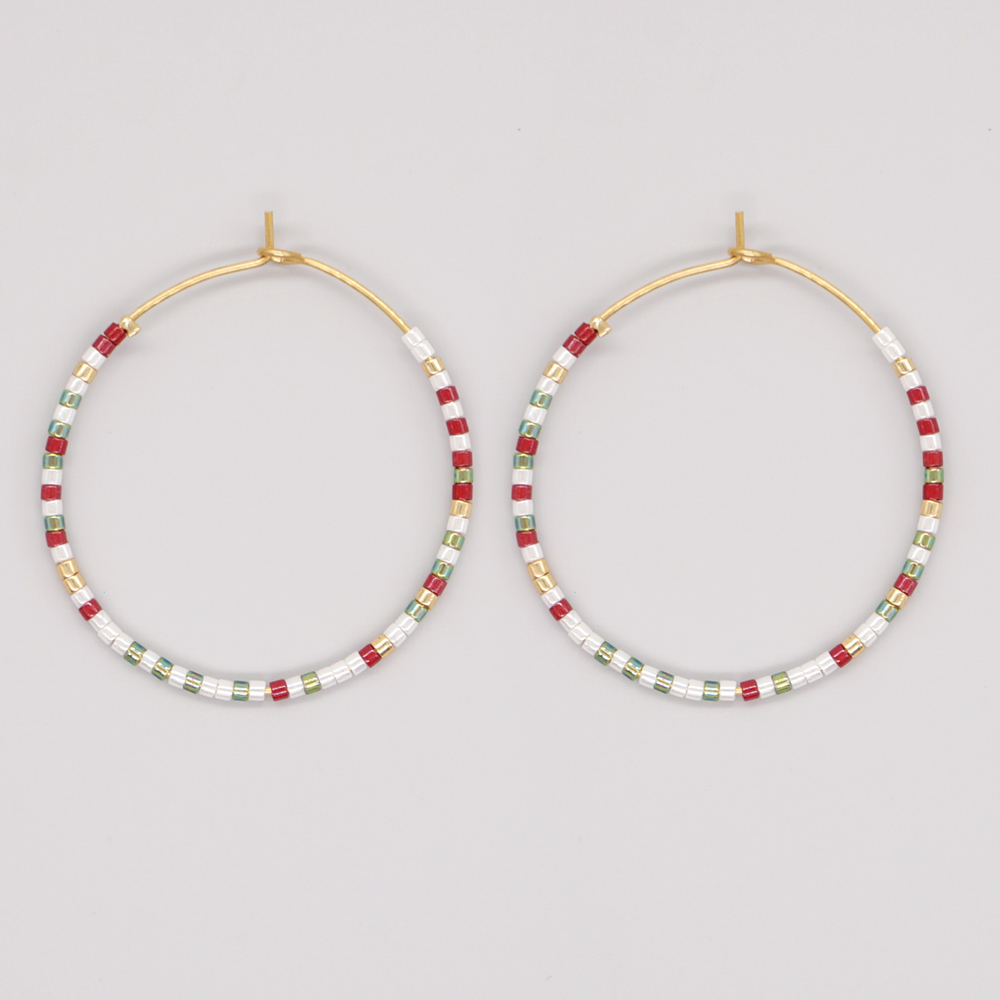 Vacation Round Colorful Glass Beaded Women's Hoop Earrings display picture 57