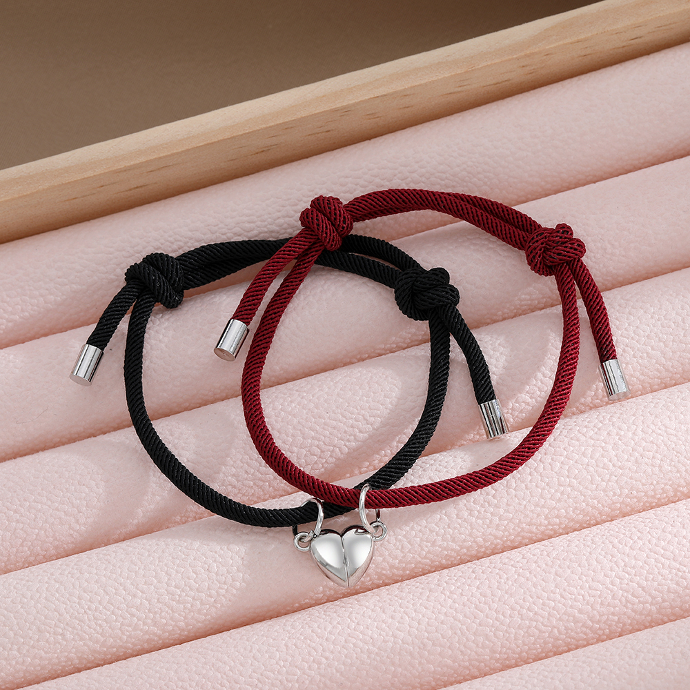 Casual Simple Style Heart Shape Alloy Rope Couple Bracelets display picture 2