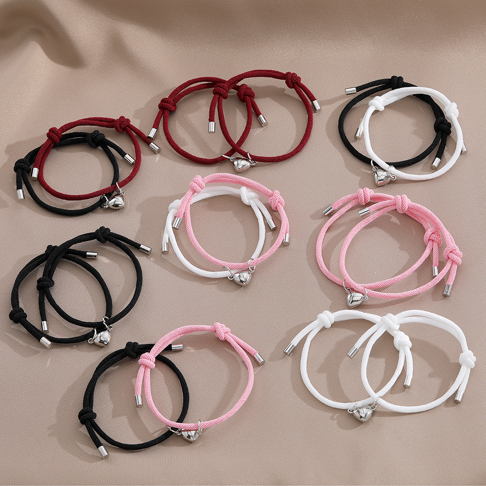 Casual Simple Style Heart Shape Alloy Rope Couple Bracelets display picture 3