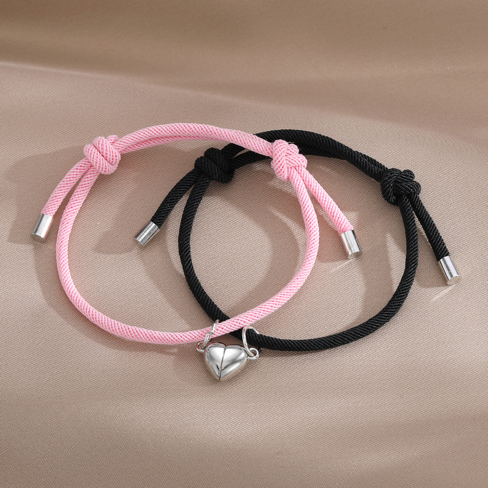 Casual Simple Style Heart Shape Alloy Rope Couple Bracelets display picture 7