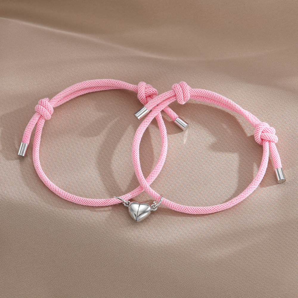 Casual Simple Style Heart Shape Alloy Rope Couple Bracelets display picture 5