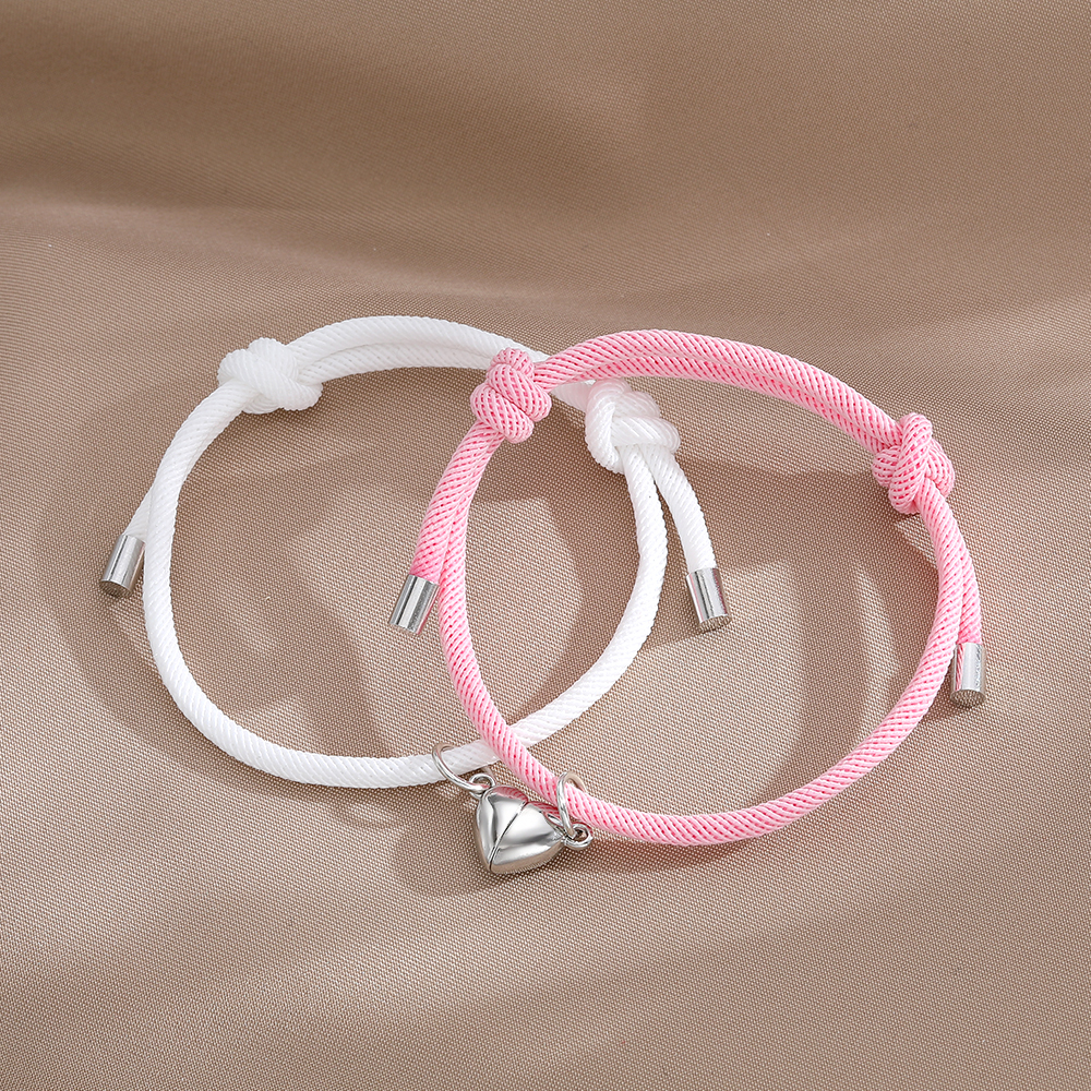 Casual Simple Style Heart Shape Alloy Rope Couple Bracelets display picture 9