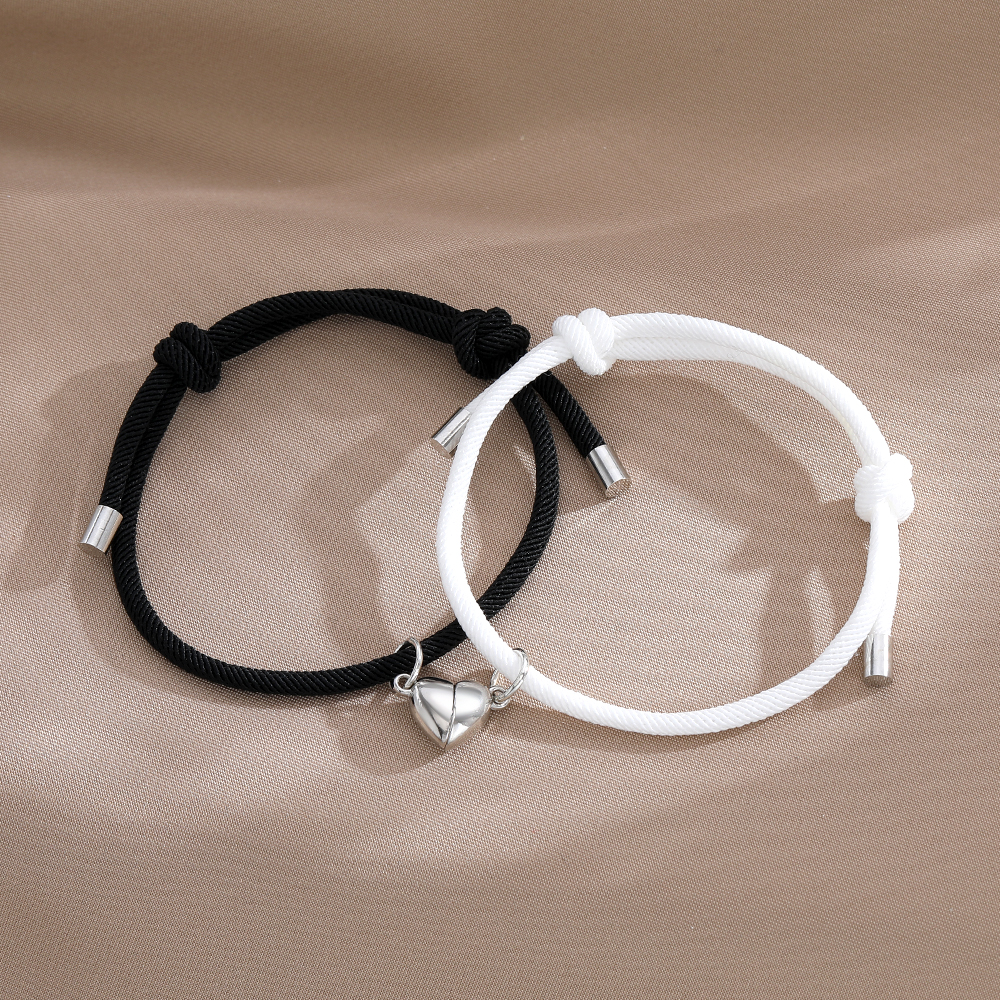 Casual Simple Style Heart Shape Alloy Rope Couple Bracelets display picture 8