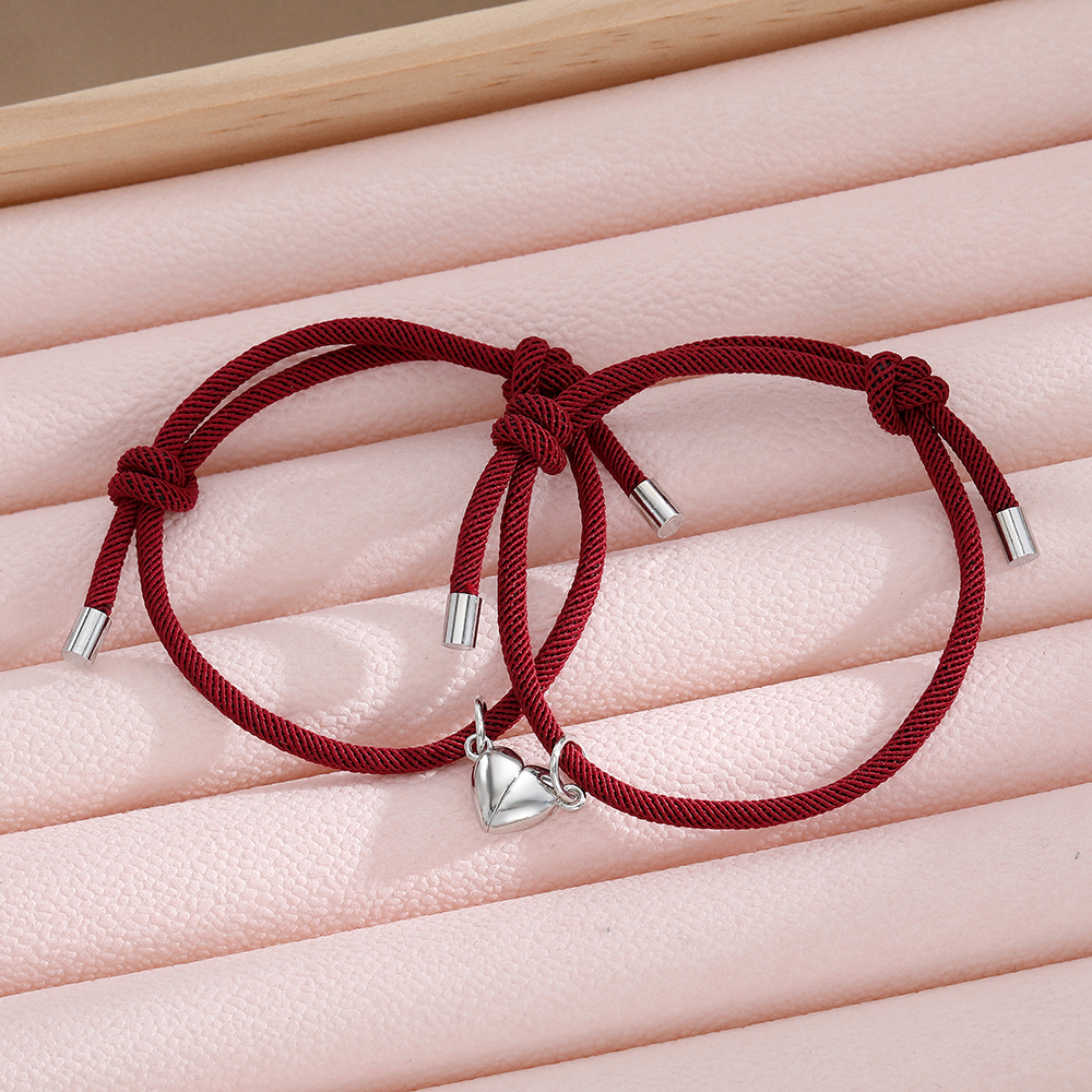 Casual Simple Style Heart Shape Alloy Rope Couple Bracelets display picture 1