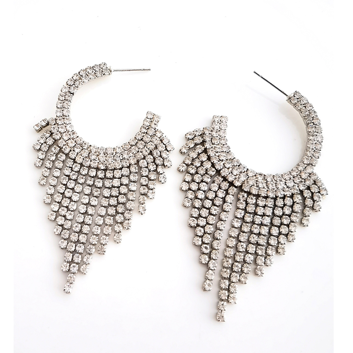 1 Pair Elegant Shiny Tassel Inlay Alloy Resin Rhinestones Drop Earrings display picture 4