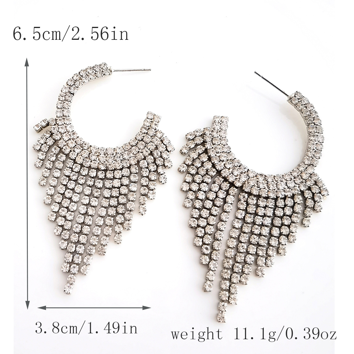 1 Pair Elegant Shiny Tassel Inlay Alloy Resin Rhinestones Drop Earrings display picture 5