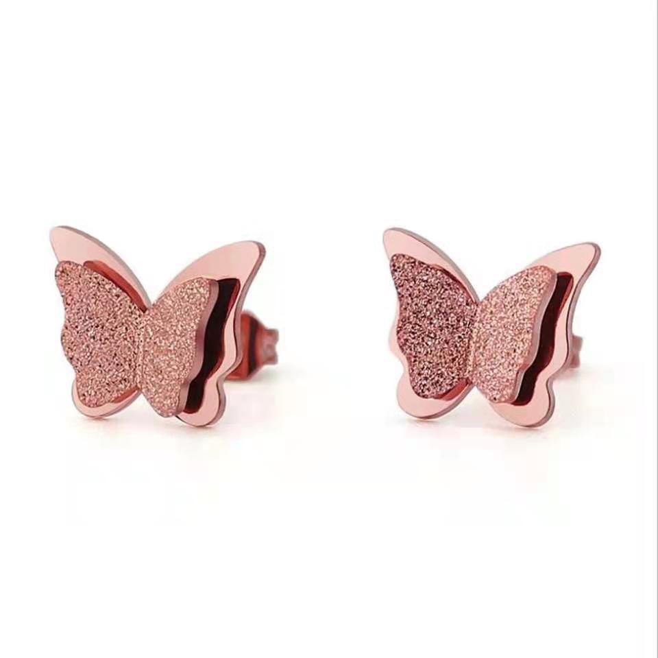 Acero Inoxidable Acero Titanio Chapados en oro de 18k Estilo IG Dulce Enchapado Mariposa Aretes Collar display picture 1