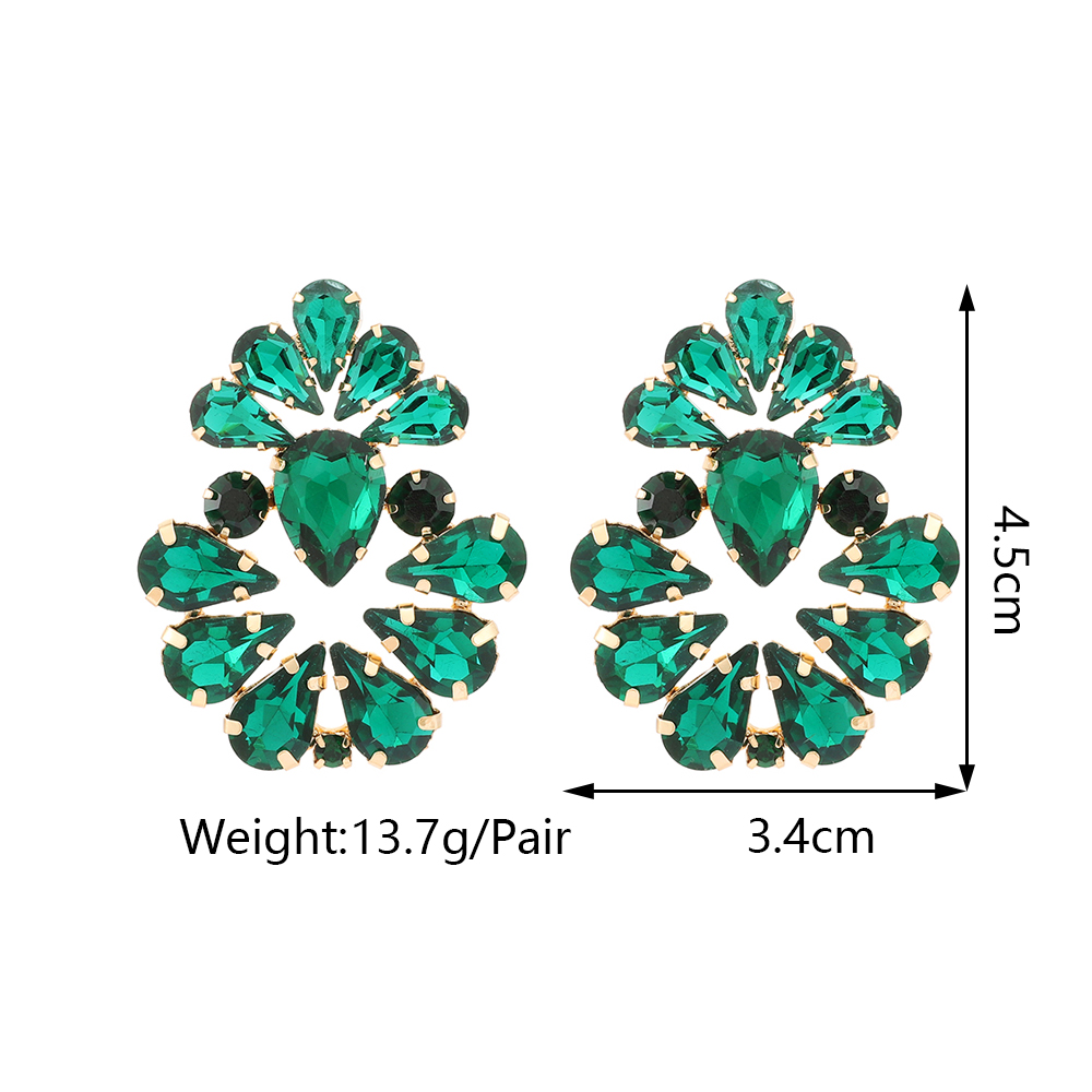 1 Pair Luxurious Shiny Water Droplets Inlay Copper Alloy Glass Ear Studs display picture 1