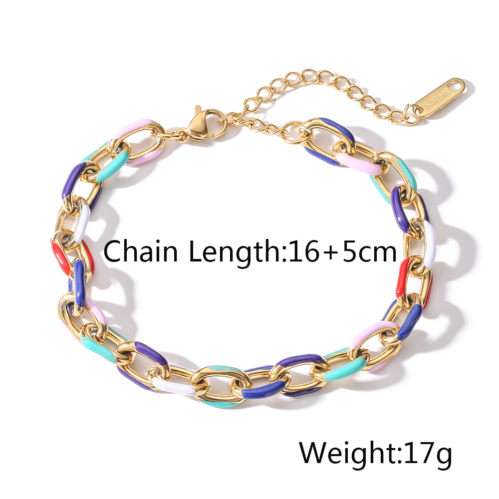 Hip-Hop Commute Colorful 304 Stainless Steel 18K Gold Plated Bracelets In Bulk display picture 1